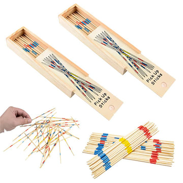 Chochkees Classic Wooden Thin Pick Up Stick Game 31 Pieces Fun Family Game Gift Idea, 7'' Tall, (2-Pack)