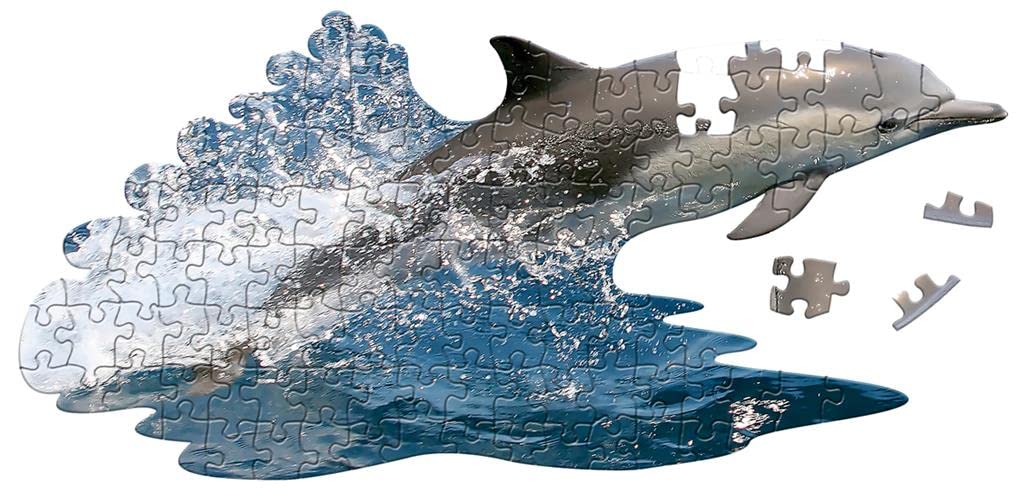 Madd Capp Puzzles Jr. - I Am Lil Dolphin - 100 Pieces - Animal Shaped Jigsaw Puzzle