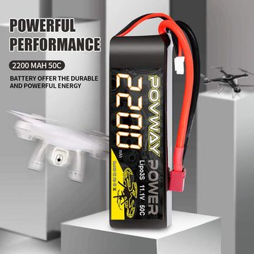 3S 2200mAh LiPo Battery POVWAY 11.1 V 50C RC Battery with T Plug Compatible RC Airplane, RC Helicopter,Drone ect.