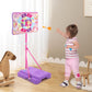 Meland Kids Basketball Hoop, Pink Basketball Hoop For Kids Toddler Basketball Hoop Outdoor & Indoor With Dart Board, Adjustable Height 3.4-6.2Ft Birthday Gift Toys For Girls 3 4 5 6 7 8 Years Old
