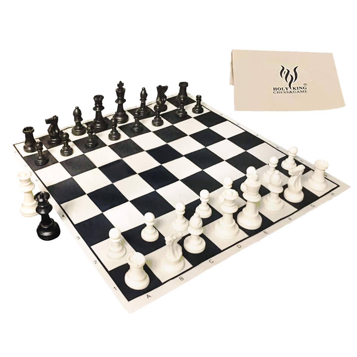 Holyking 19' Tournament Cloth Chess Board Set - Portable Travel Pocket Chess Game Set Roll Up Combination- Beginner Chess Set For Kids And Adults