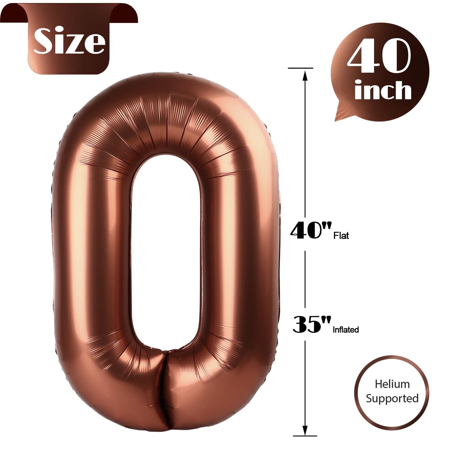 Dark Brown Number Balloon 40 Inch, Coffee Brown 0 Number Balloons, 10 20 30 40 50 Numbers Balloon Chocolate Brown Birthday Decor