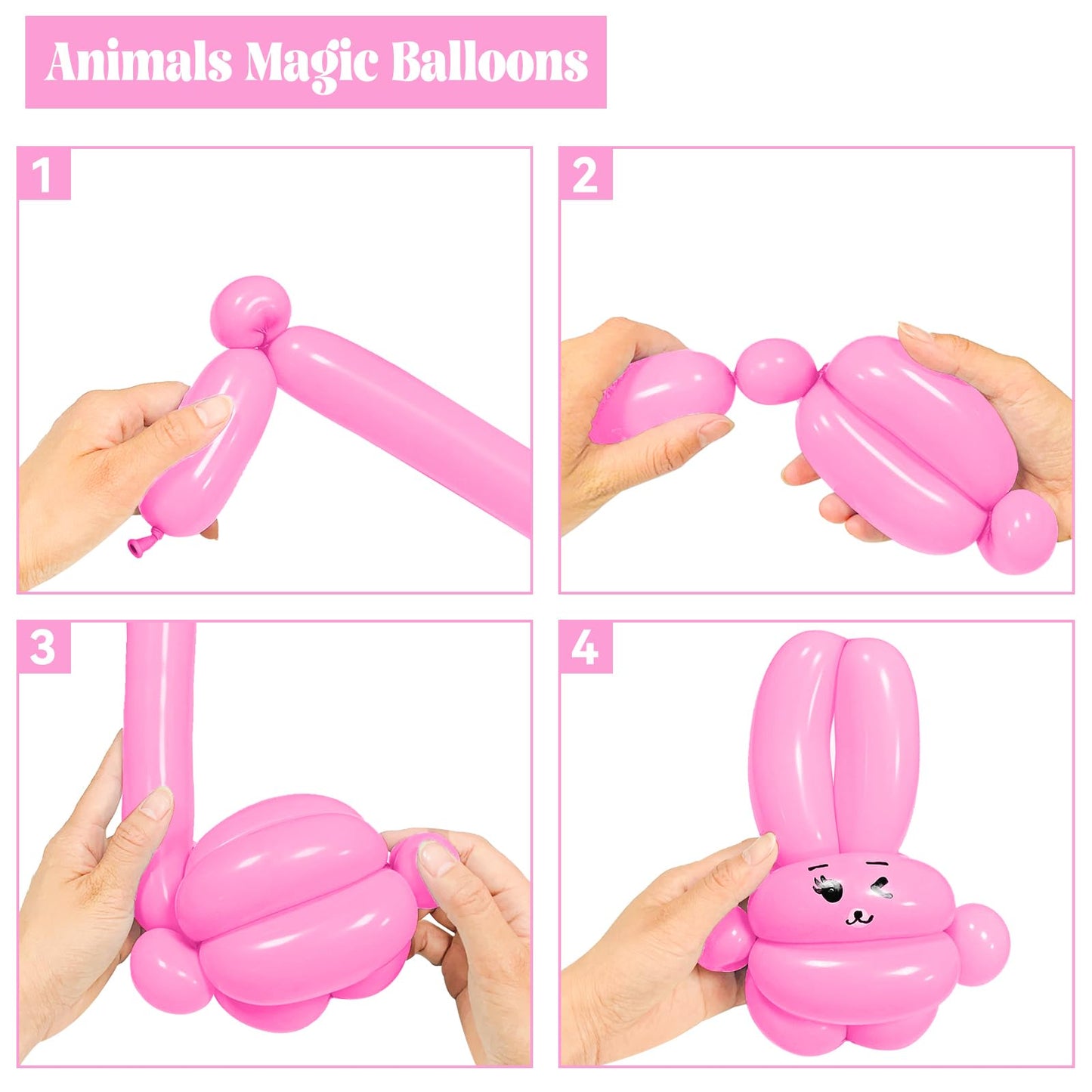 Pink 260 Long Balloons 100 Pack Matte Pink Modeling Long Magic Balloons Thickening Latex Twisting Diy Animal Balloon For Birthda