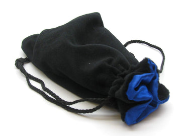 5'X8' Black Velvet Dice Bag With Blue Satin Lining