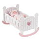 Robotime Wooden Play Doll Cradle Rocking Baby Doll Crib, Reversible Doll Bedding For Toddler Girl,Fits Dolls Up To 20 Inches (Wh