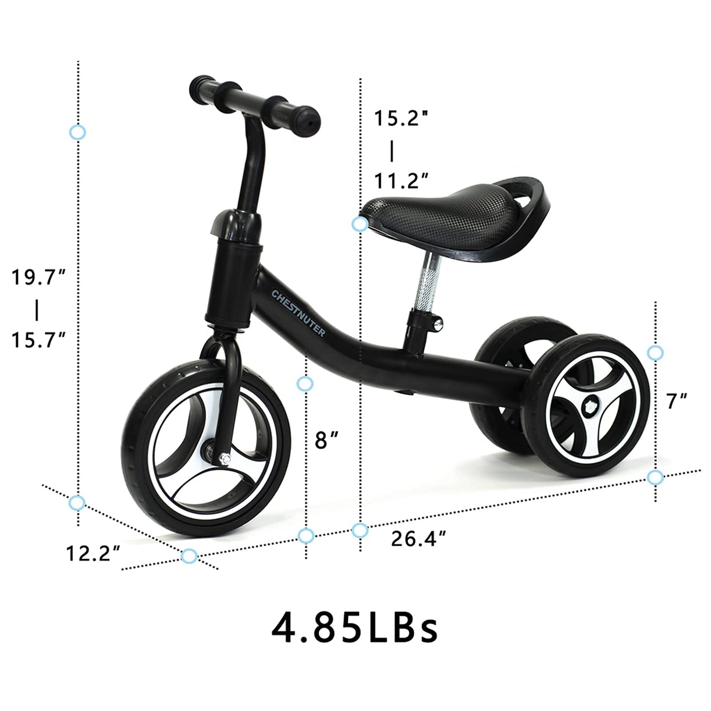 Chestnuter Baby Balance Bike, Toy Gift For 1 2 3 Year Old, Sturdy Toddler Balance Bicycle, Best Birthday Gift For 12-36 Months Boy Girl, Indoor Outdoor Kids Riding Toys With 3 Wheels(Black)