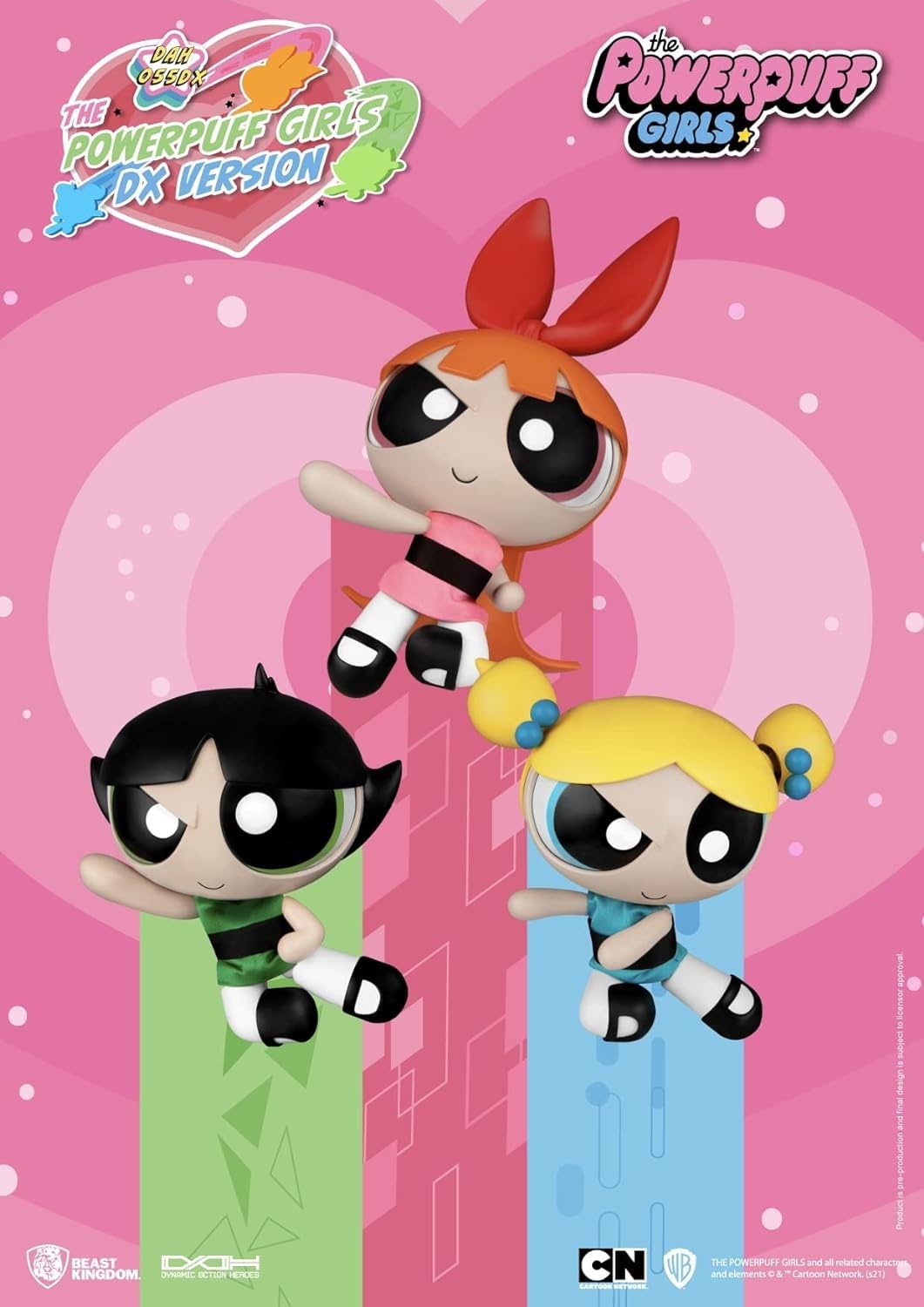 Beast Kingdom The Powerpuff Girls: The Girls Dah-055Dx Dynamic 8Ction Figure Set, Multicolor
