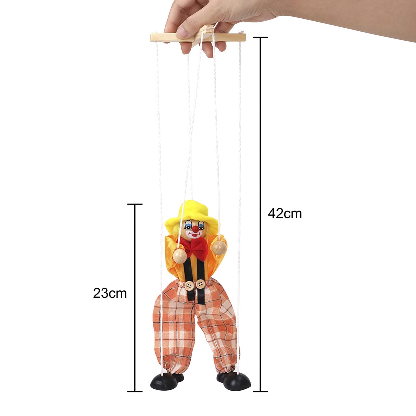 Bxt Hand Puppet Clown Wood Marionette Toys Pull Strings Puppet Doll Movable Hands And Feet,Xmas Parent-Child Interactive Fun Toy