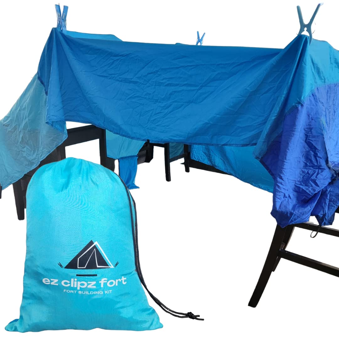 ez clipz Fort Building Kit Large Lightweight Blanket and Clips to Attach to FurnitureBest Gift for Kids/Children by Pickle &