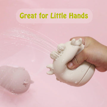 Ginbear Silicone Baby Bath Toys, Non-Toxic Squirty Bathtub Toys for Toddlers, Pack of 4 (Hazy Green, Pink, Blue, Ivory White)