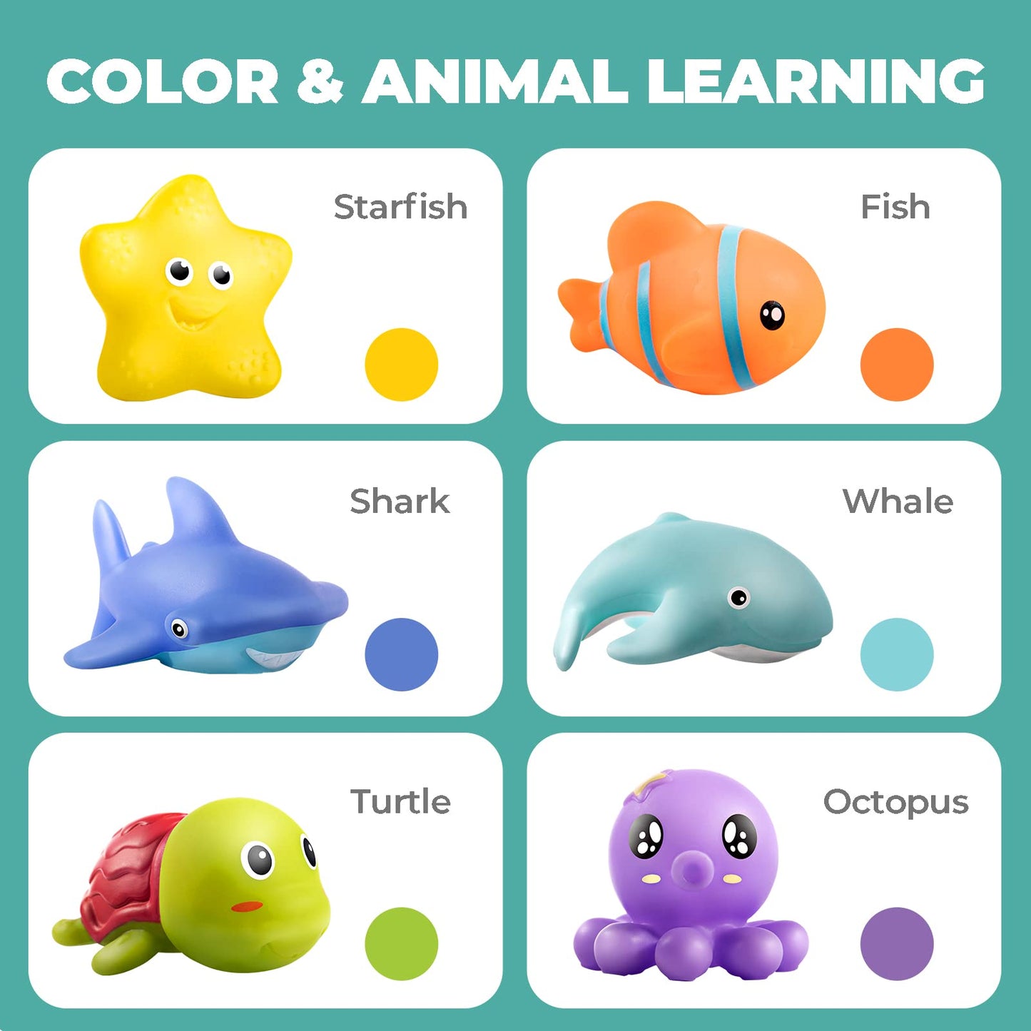 Hely Cancy Infant Bath Toys - No Hole Rubber Animal Bath Tub Toys, Small, Mix Color, Model XZ03