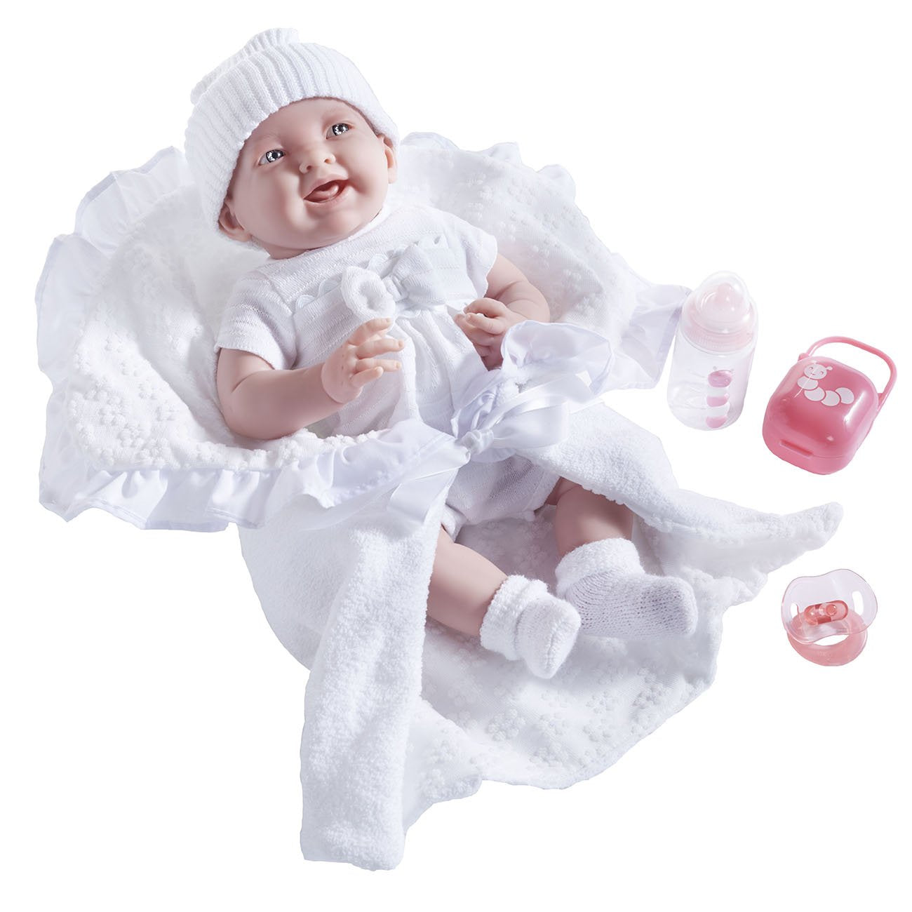 Jc Toys Soft Body La Newborn In White Bunting And Accessories., 15.5' (18786)