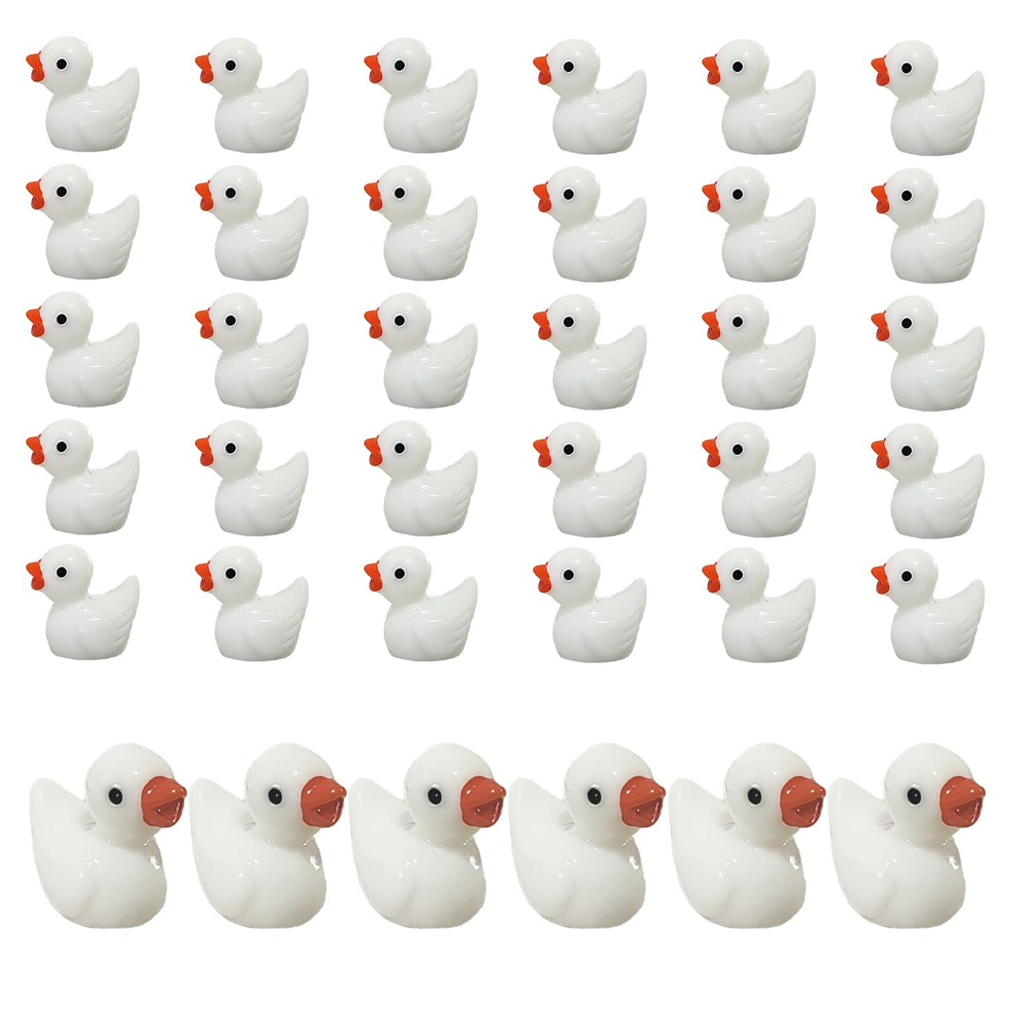 Pack Of 36 Tiny Ducks Little Plastic Duck Mini Resin Ducks For Garden Decorations, Dollhouse Miniatures, Crafts Ornaments(White)