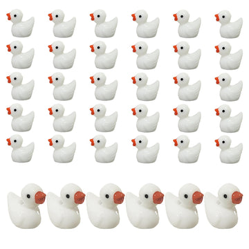 Pack Of 36 Tiny Ducks Little Plastic Duck Mini Resin Ducks For Garden Decorations, Dollhouse Miniatures, Crafts Ornaments(White)