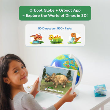 Playshifu Interactive Dinosaur Toys - Orboot Dinos (Globe + App) 50 Dinosaurs, 500+ Facts | Educational Dinosaur Toys For Kids 5-7 | 4 5 6 7 8 Year Old Birthday Gifts (Works With Tabs/Mobiles)