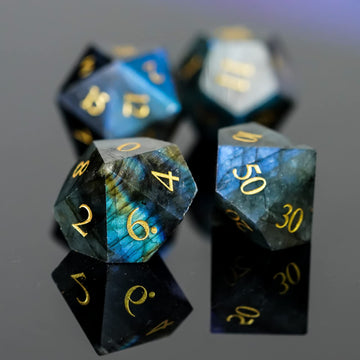 UDIXI Gemstone DND Dice Set, 7PCS Natural Stone D&D Dice Polyhedral Dice with Gift Case for Dungeons and Dragons Role Playing Ga