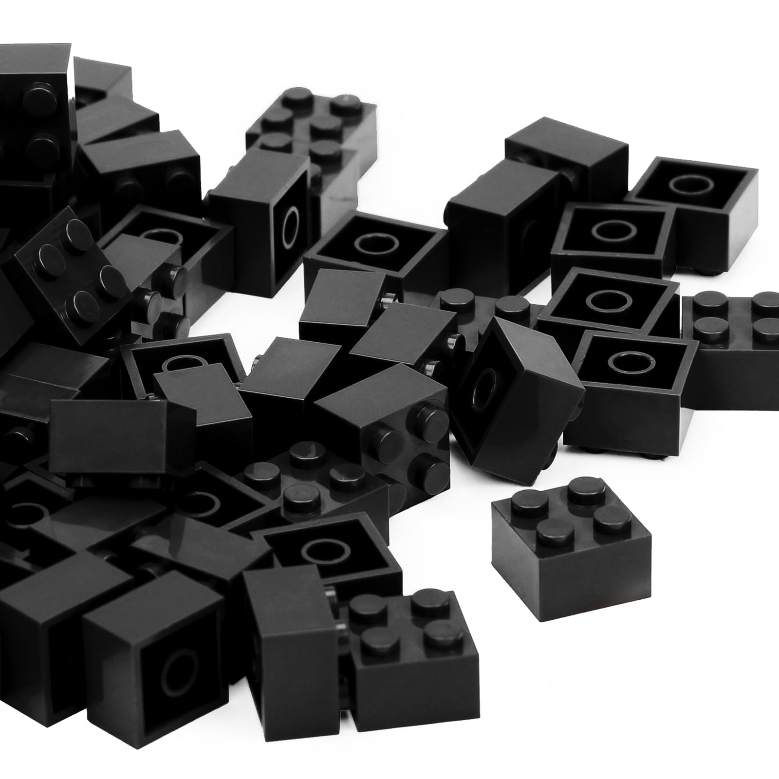 Unirolic Classic Building Bricks Set, 100 Piece 2X2 Basic Building Blocks Stem Creative Building Toys Compatible With All Major Brands(Black)
