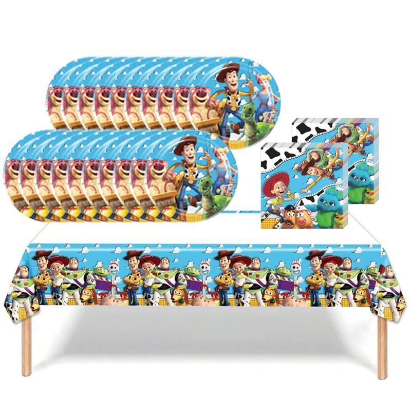DXRZYS 41 pcs Themed Party Supplies, 20 Plates, 20 Napkins and 1 Tablecloth, Birthday Party Decorations for Boys and Girls