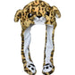 JOYHY Kids Adults Plush Hat Ear Moving Ear Flap Hat With Paw Brown Leopard