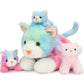 Muiteiur 4 Piece Cats Stuffed Animals, 15.7 Inch Mom Plush Cat With 3 Kittens Stuffed In Zipper Pouch, Cute Rainbow Mom And Baby