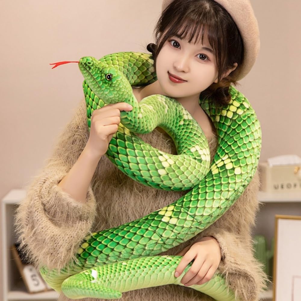 Xshelley 120 inch high Simulation Extra Long Snake  Soft Plush Toy  Snake Stuffed Animal  Large Stuffed Animal Toy  Children's Toy Gift (Green)