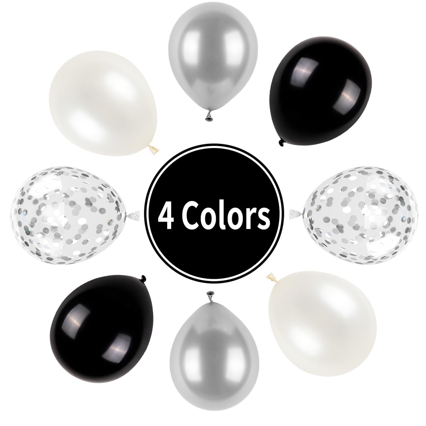 Black And Silver Balloons, Metallic Silver And Black Balloons Pearl Silver Confetti Balloons Black Silver Party Balloons Chrome
