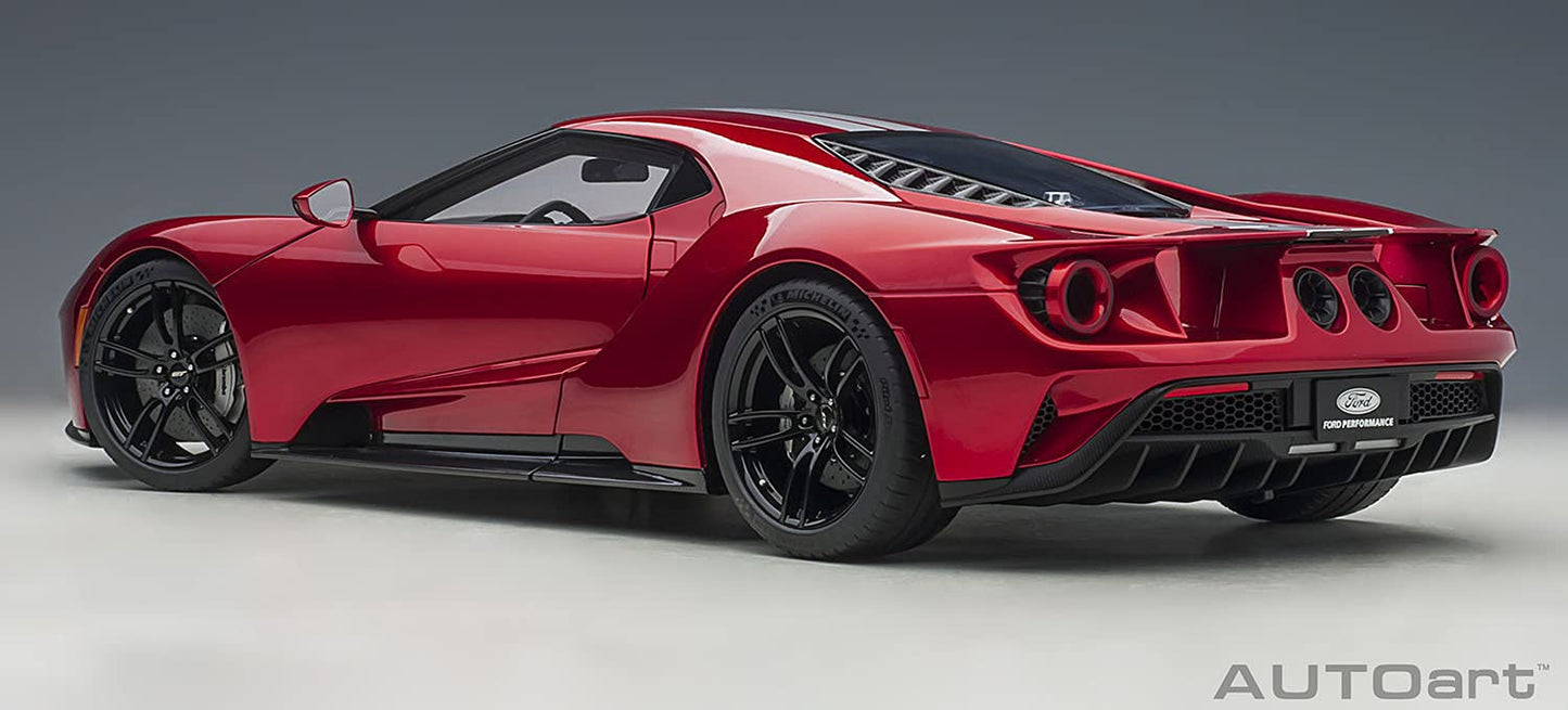 2017 Ford Gt Liquid Red Metallic With Silver Stripes 1/12 Model Car By Autoart 12106