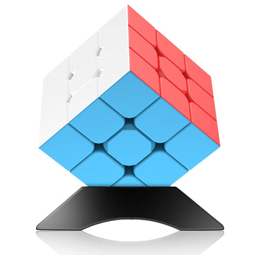3X3 Speed Cube Stickerless With Stand & Tutorial: Magic Smooth Play, Easy Turning Puzzle Toy For Kids Adults, Stem Educational G