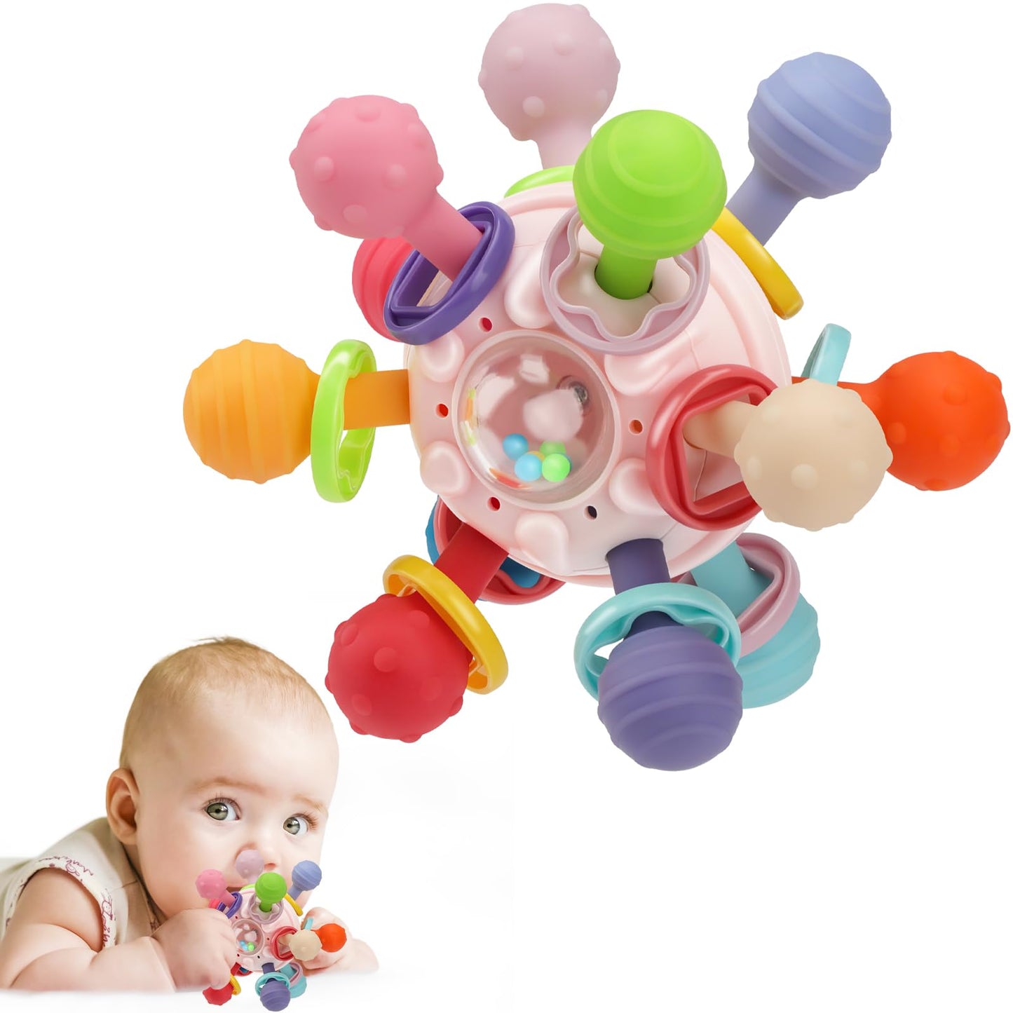 Baby Montessori Sensory Toys for 0-6 6-12 Months, Baby Teether Teething Toys for Babies 0 3 6 9 12 18 Months, Newborn Infant Lea
