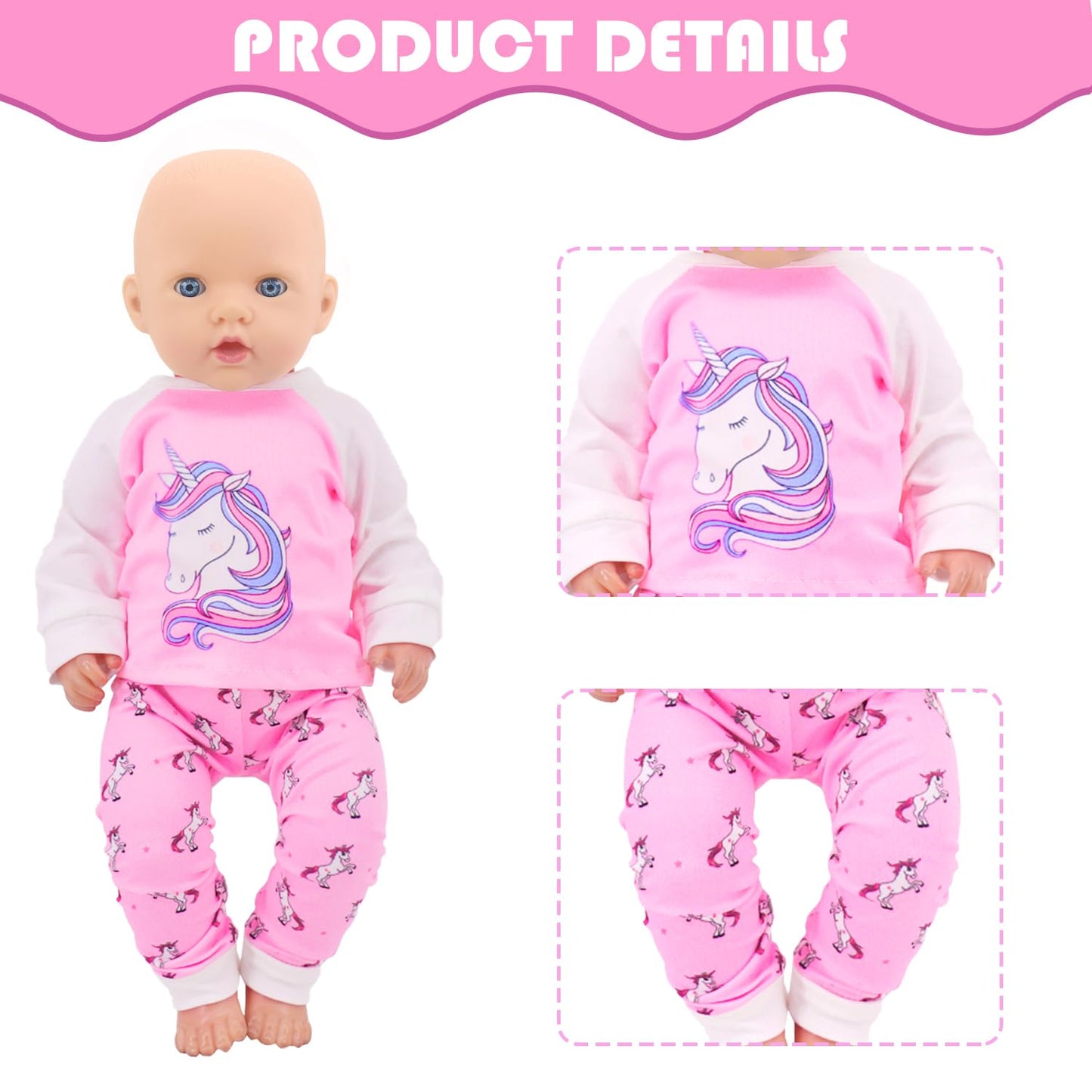 Zita Element 5 Sets Baby Doll Clothes Outfits Casual Wear For 14-18 Inch Doll, Doll Clothes For Alive Doll 10 Pcs Baby Doll Acce