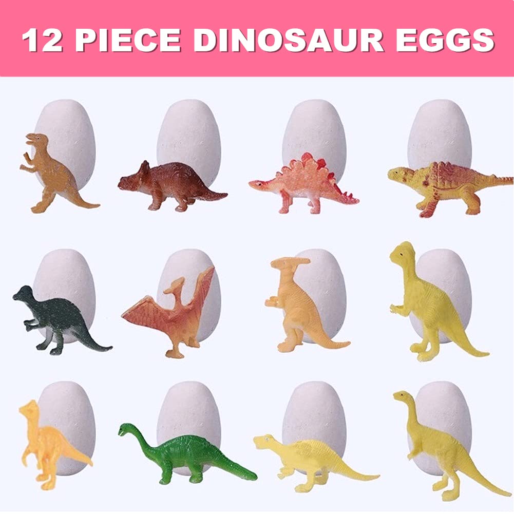 Dino Eggs Dig Kit, 12 Pack Dinosaur Eggs Excavation Science Experiments Kits For Kids 4-12, Easter Basket / Stocking Stuffers, Toys For 3+ 4 5 6 7 8 9 10 Year Old Boys Girl