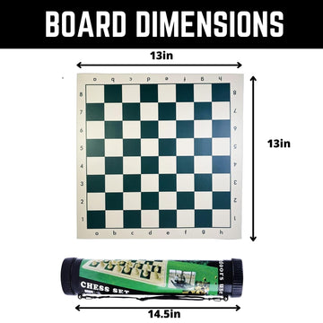 Getorium Tournament Chess Set: Portable And Professional Set With Travel Portable Plastic Tube Roll. Plastic Staunton Chess Piec
