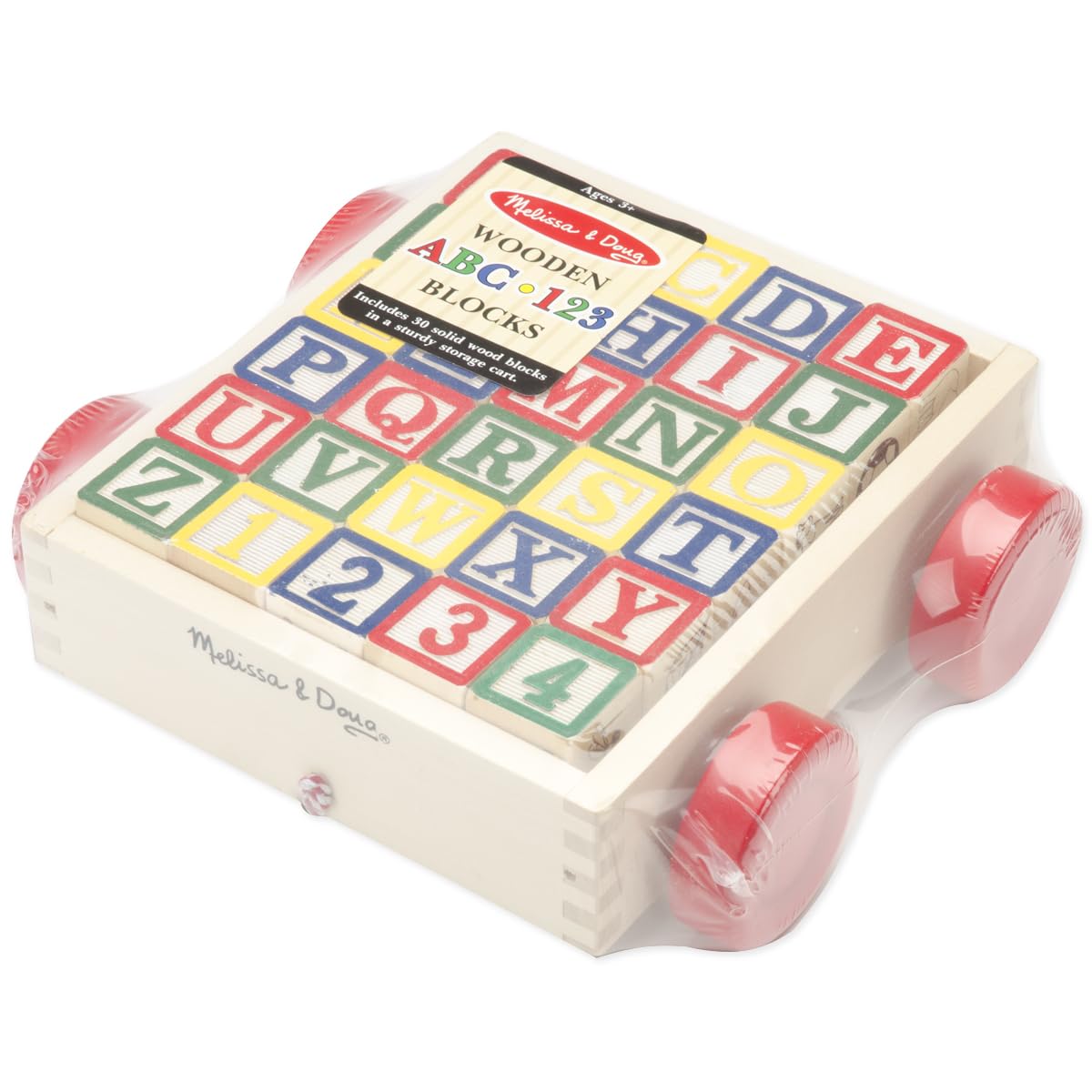 Melissa & Doug Classic ABC Block Cart - Multi Color, 1 Count (Pack of 1) - Educational Toy for Early Learning