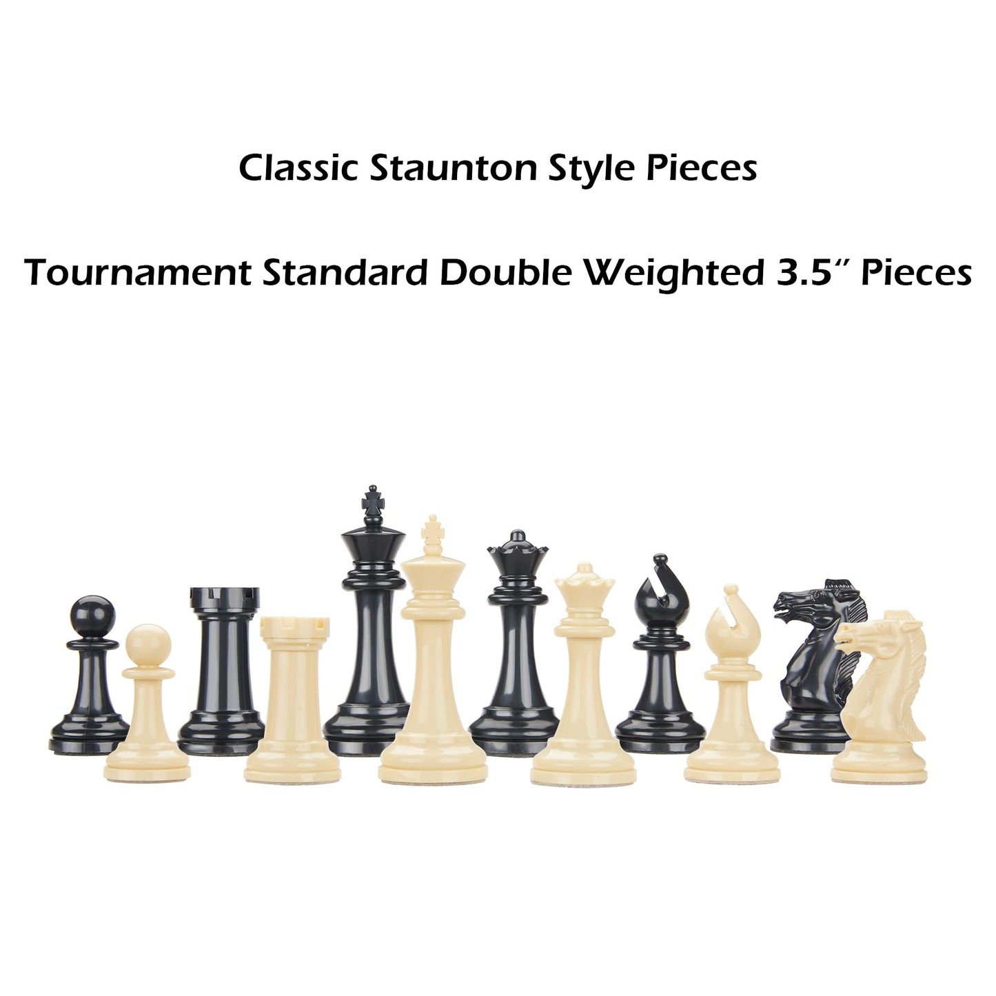 Conqueror Tournament Travel Chess Set 18''x18'' Foldable Silicone Chess Board / 3.5'' King Height Plastic Double Weighted Classic Staunton (Black and White Chessboard)