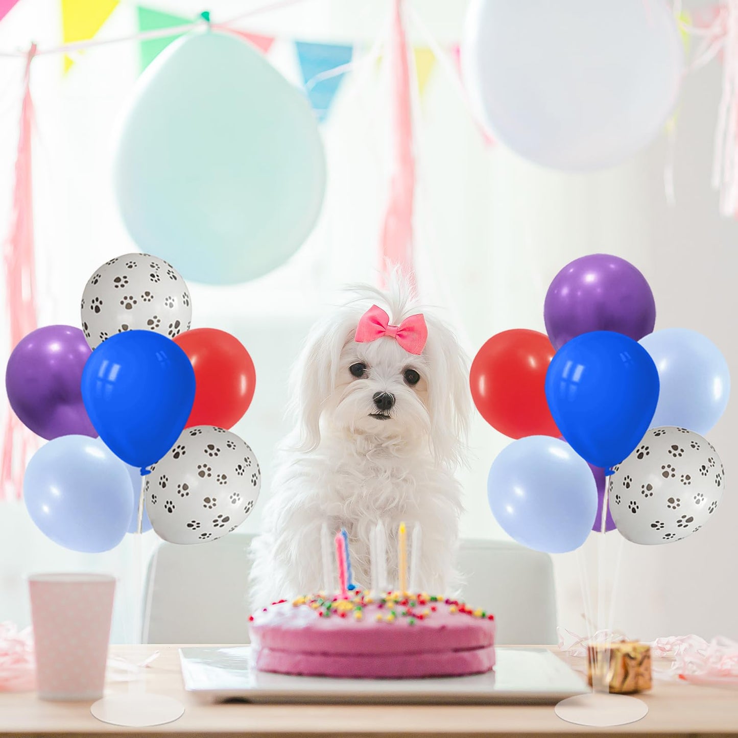 ZJDHPTY Dog Birthday Party Decorations Balloon Stand Kit with Blue Red and Puppy Paw Balloons (Puppy paw set4)
