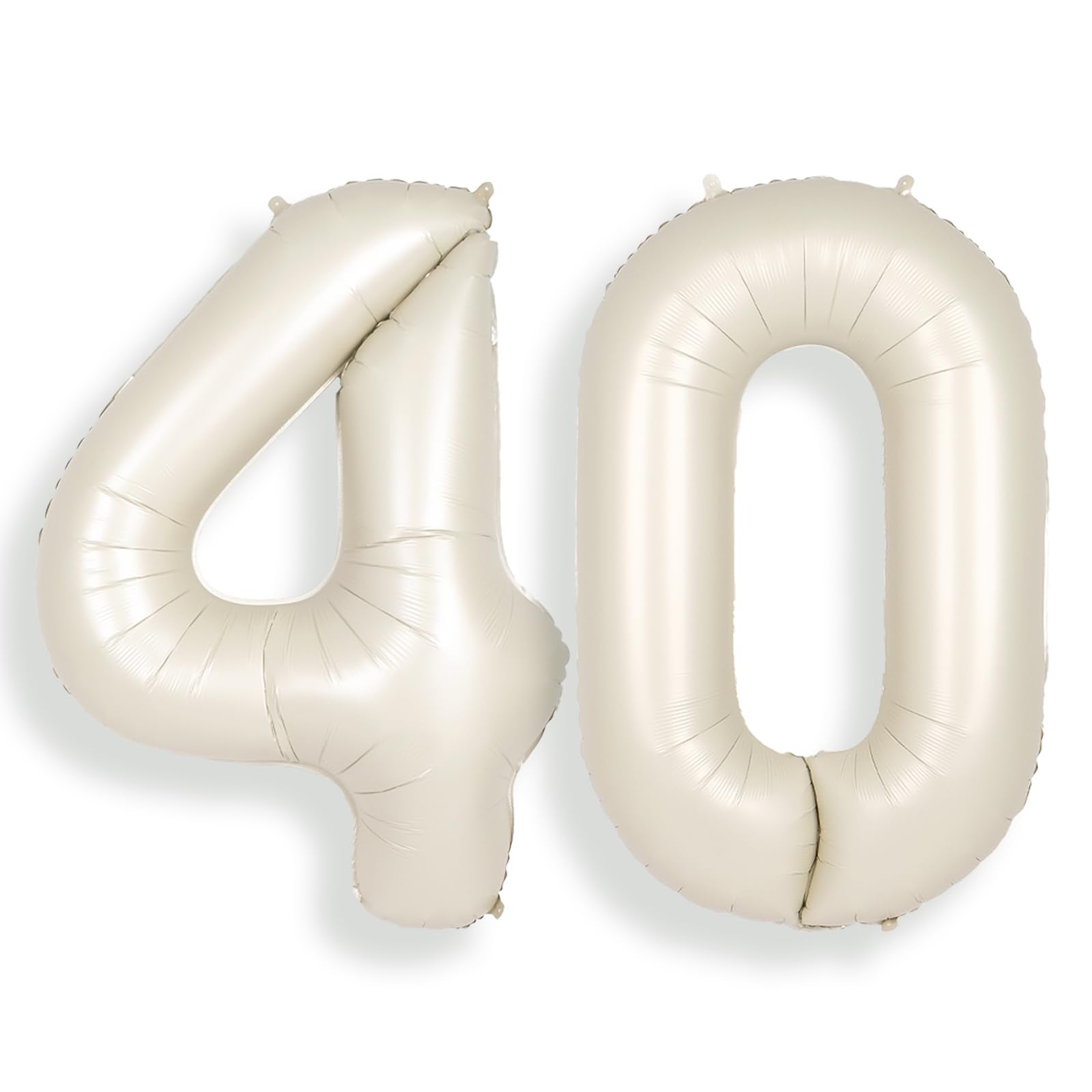 Suwen 40 Inch Large Cream White 40 Balloon Numbers Big Foil Helium Number Balloons 0-9 Jumbo Happy 40Th Mylar Birthday Party Dec