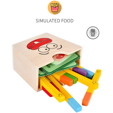 Mikneke Wooden French Fries Sorting & Stacking Toys For Toddlers, Montessori Toys For 3 Year Old, Preschool Educational Toys To Develop Fine Motor Skills