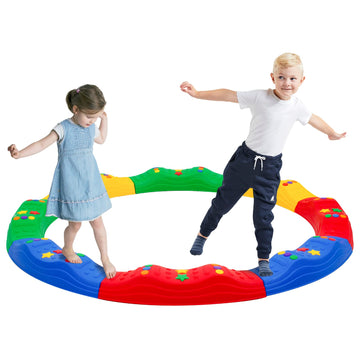 Balance Beam 8Pcs Balance Stepping Stones For Kids Non-Slip Wavy Interlocking Stepping Stones Set Balance Blocks Obstacle Course Colorful Sensory Toys For Toddler Indoor & Outdoor Fitness Equipment Build Coordination And Strength