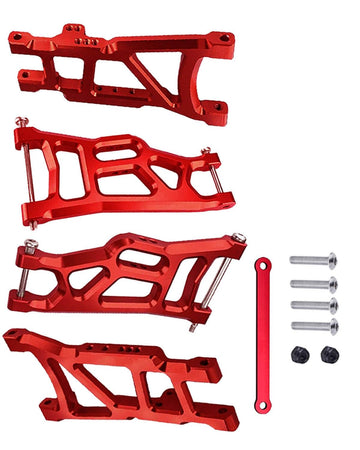 RCMYou RC Front Rear Suspension A-Arms Upgrades Part for 1/10 Rustler VXL/Stampede VXL 2WD,Alloy Arms Hop Ups w/Tie Bar,Replace 