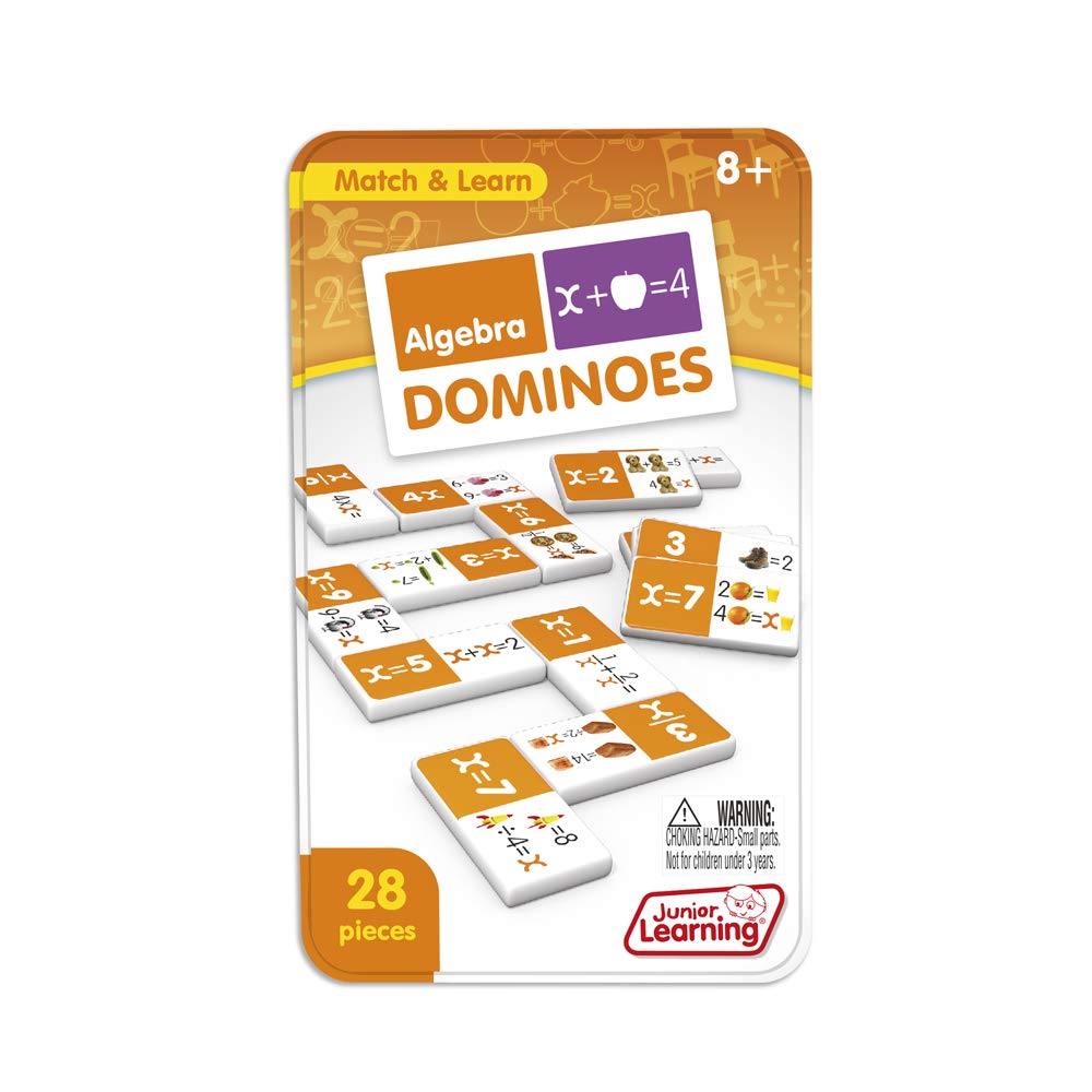 Junior Learning JL497 Algebra Dominoes - Multi Color Plastic Educational Game