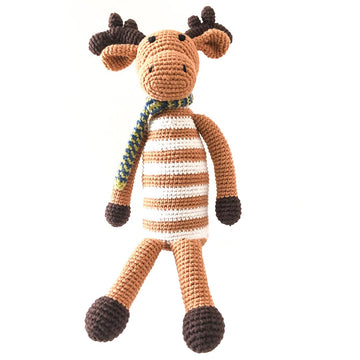 Pebble 200-335 Moose Rattle, 13-Inch Length, Cotton Yarn, 13 Inch L X 4.5 Inch W
