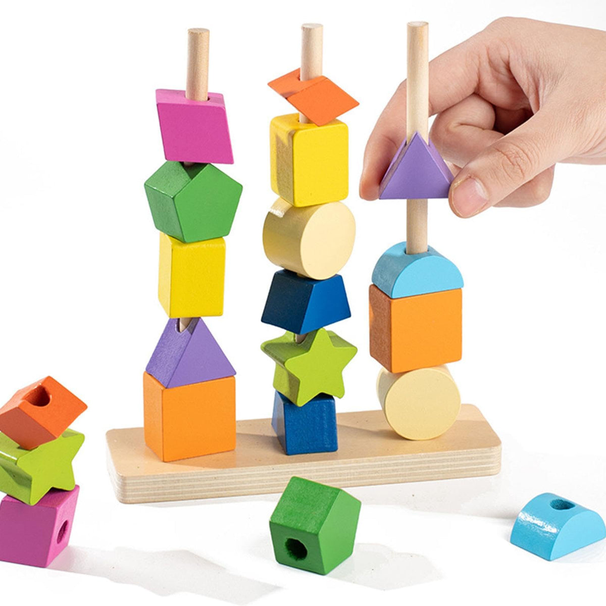 Fashion My Day Montessori Toy Set Interaction Game Shape Sorter Wooden Beads Sequencing Toy