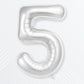 Flyloons 5 number Foil Balloon Silver 16 inch Size For Baby Kids Boys Girls Happy Birthday Decoration Items 5th Year Number Ball