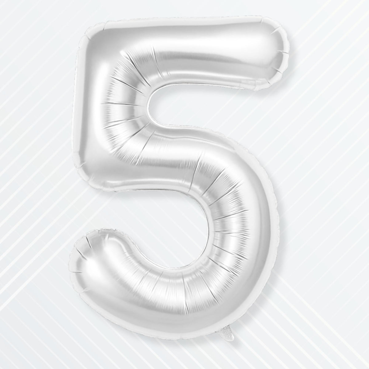 Flyloons 5 number Foil Balloon Silver 16 inch Size For Baby Kids Boys Girls Happy Birthday Decoration Items 5th Year Number Ball