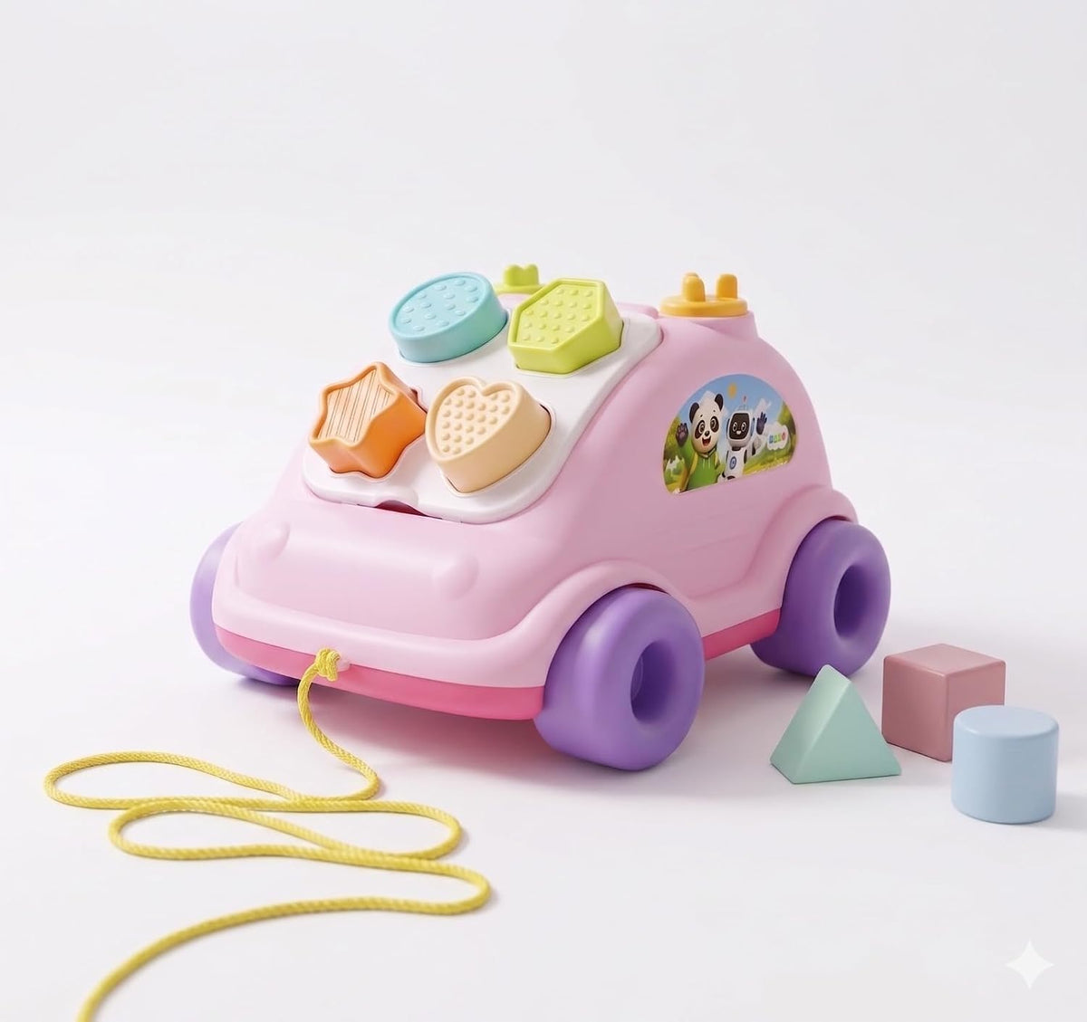 Baby Shape Sorter Pull Along Car Toy, Multicolour (Pink)