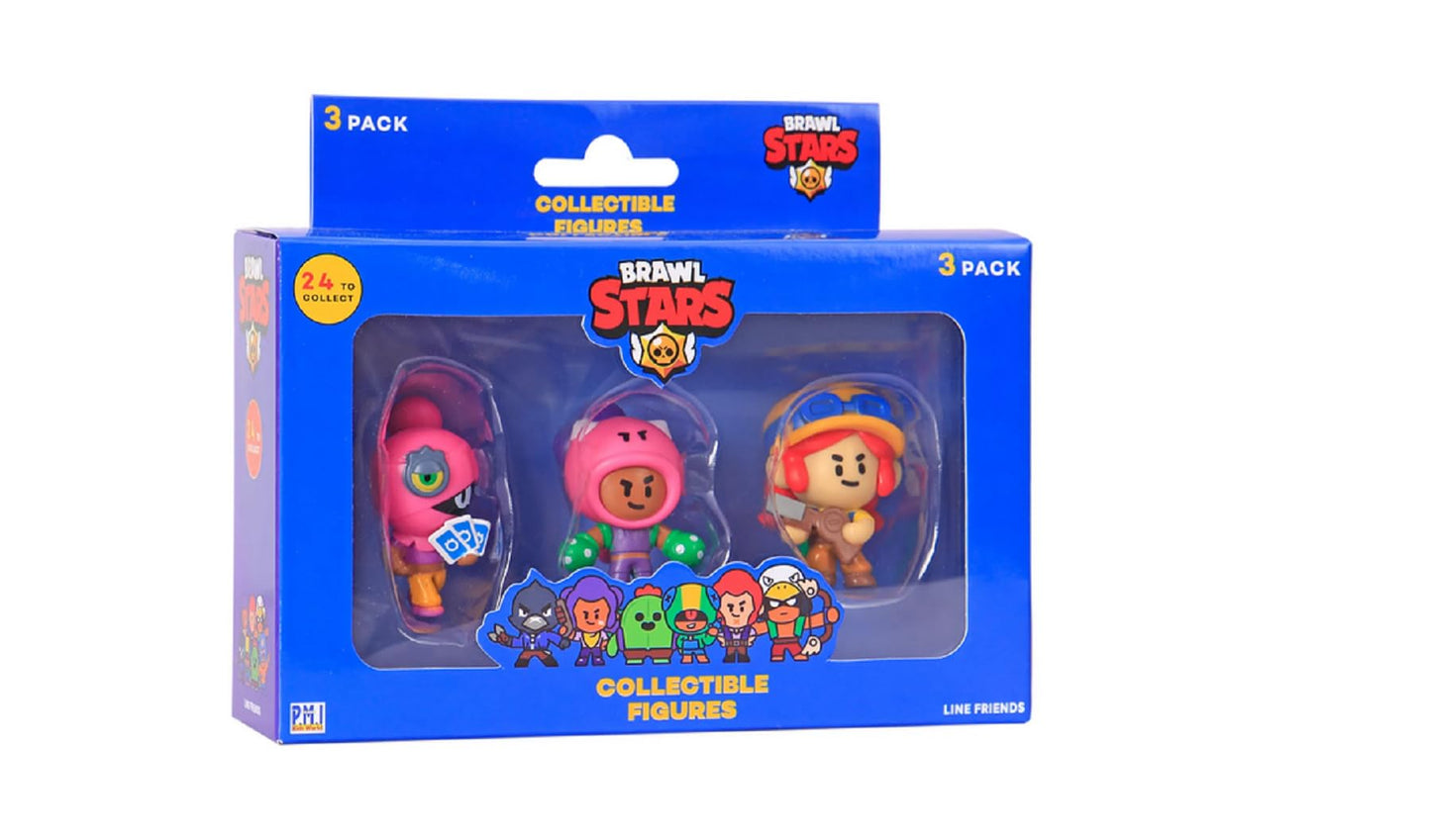 BRAWL STARS Brawl Figure 3-Pack, Model BRW2021, Plastic, Various Colours