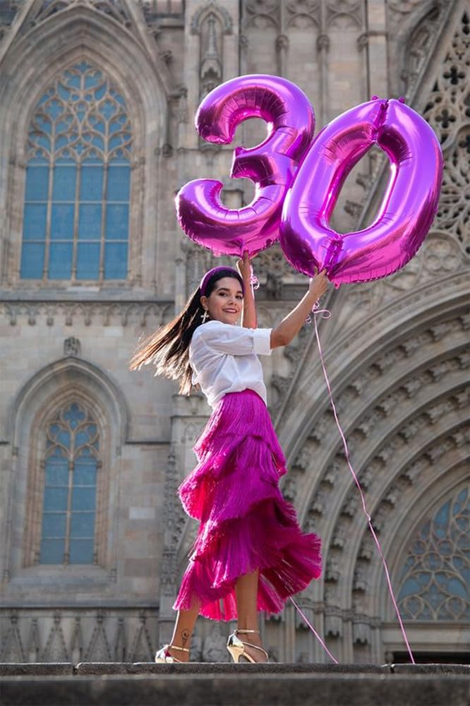 Hot Pink 9 Balloon Number 40 Inch, Number 9 19 29 39 1989 Birthday Balloons Large Foil Mylar Decorations For Birthday Party, Eng