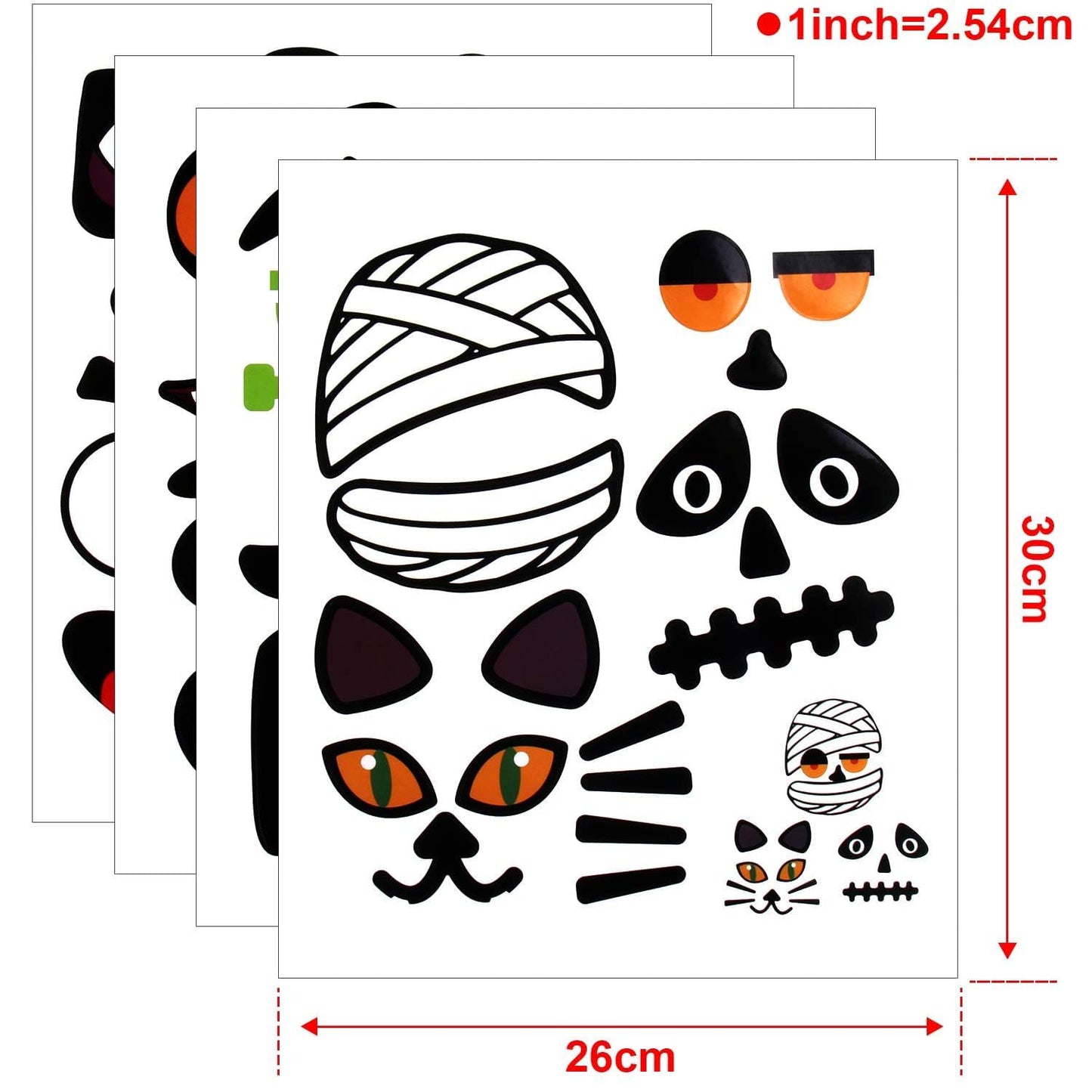 DECYOOL Halloween Pumpkin Decorating Stickers - 46 Pieces, Multicolor, Paper, Includes 30 Small Face Stickers for Kids, DIY Treats Party Favors
