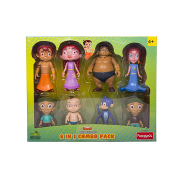 Funskool Chhota Bheem 8 In 1 Combo Action Figure Toy, Green Gold Chhota Bheem And Friends With Articulation, 4 Inches, Cartoon C