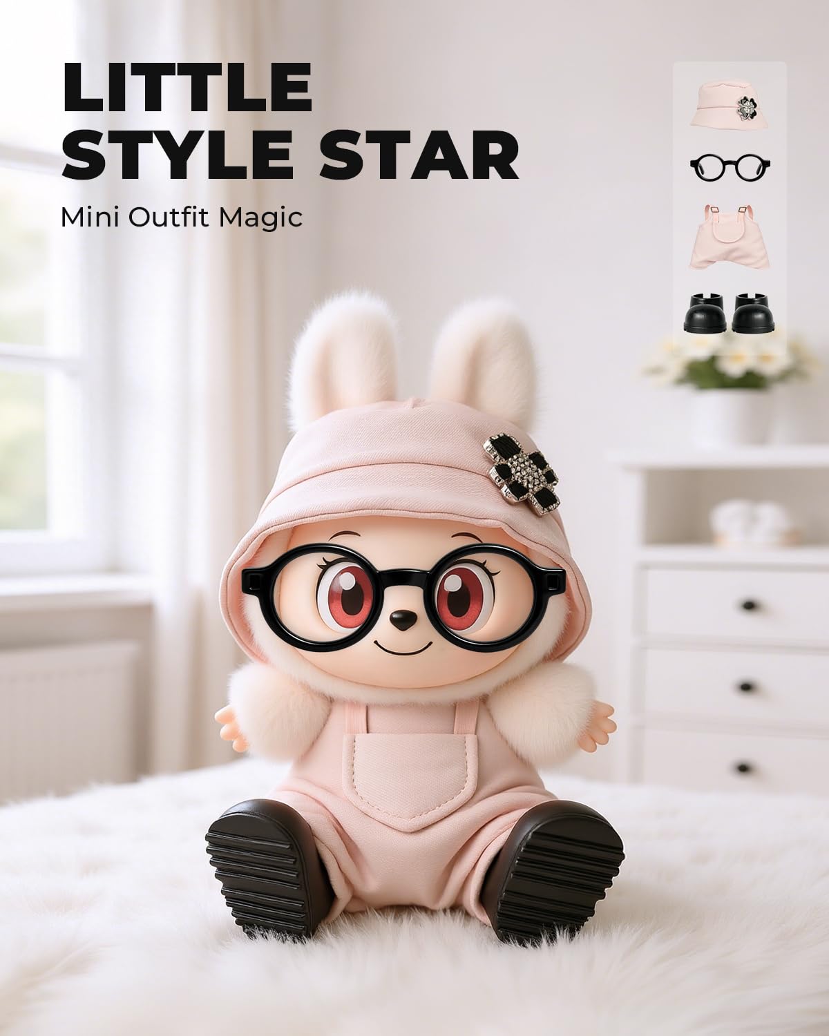 4pcs Dolls Outfit Set  Hat & Overalls for 17 cm Doll Clothes Accessories Suit  Stylish Clothes for Doll  Cute Outfits for Dress up Unique Style with enhanced Fabric  Pink